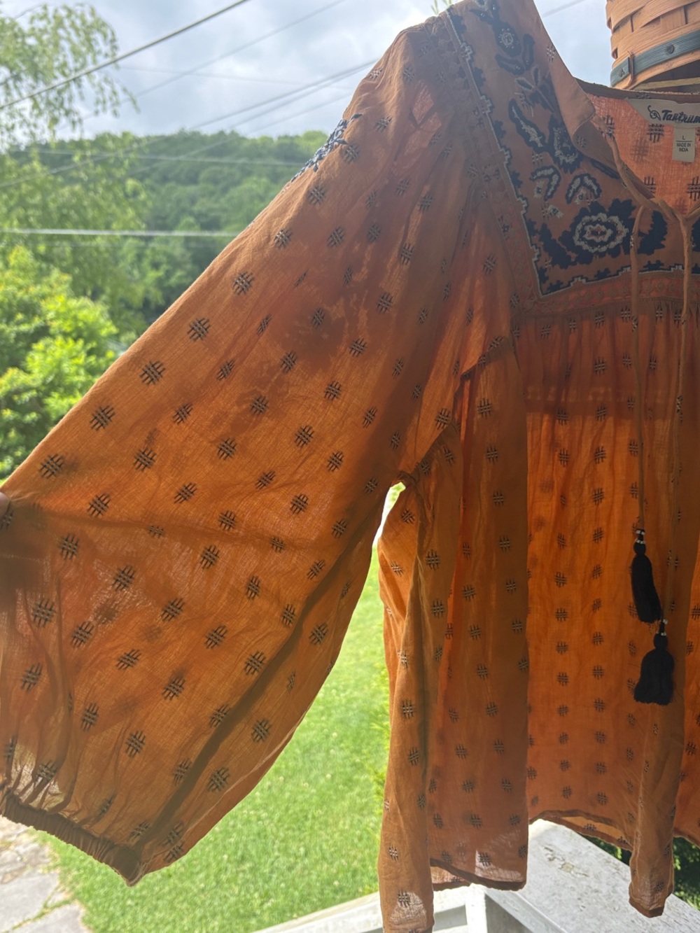 Tantrums Burnt Orange Embroidered Peasant Tunic - Picture 6 of 6